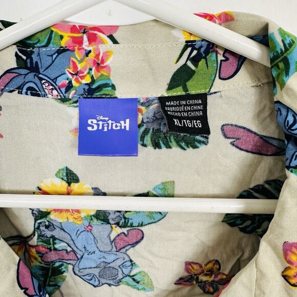 Disney Stitch Hawaiian Shirt Short Sleeve 100% Rayon Tropical Aloha Mens Size XL - Picture 5 of 7